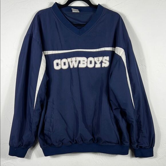 🏈 Vintage DALLAS COWBOYS NFL Embroidered Pullover Lined Windbreaker Jacket Sz X - Picture 1 of 12